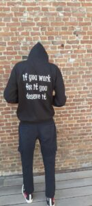 js hoodie zwart work rugzijde