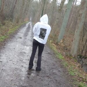 js hoodie wit legerprint rugzijde